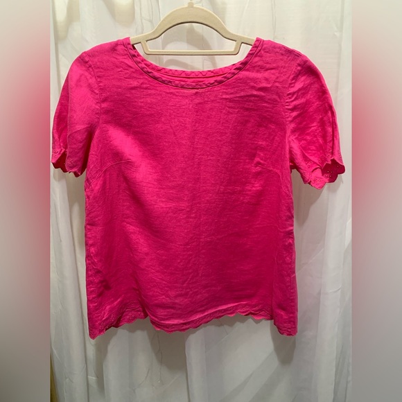 J. Crew Tops - J.Crew Scallop Eyelet Hem Slit Open Back Blouse